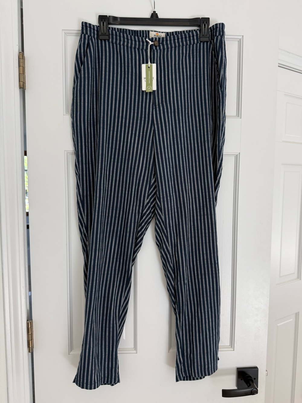 Marine Layer Allison Trouser in Navy/White Stripe L Nautical Sailor Summer